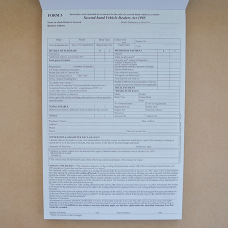 S21 - Form 5 - Contract for sale (Second-hand Vehicle)